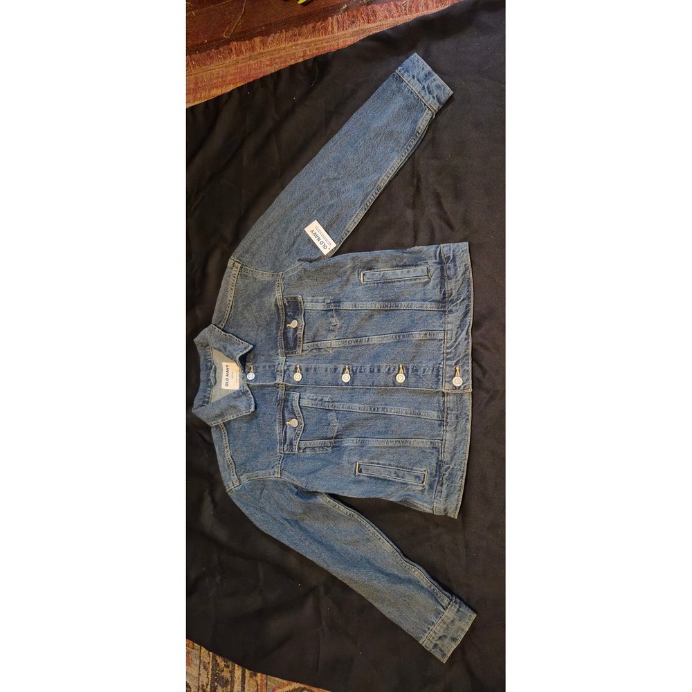 Old Navy Boys Blue Denim Trucker Jacket Medium Wash Size L 10-12 NWT